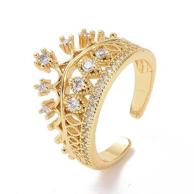 Clear Cubic Zirconia Crown Open Ring