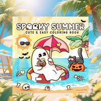 Spooky Summer Coloring Book, Cartoon Ghost Pattern Coloring Book, Diy Painting Supplies for Adults, Ideal Relaxation Gift for...