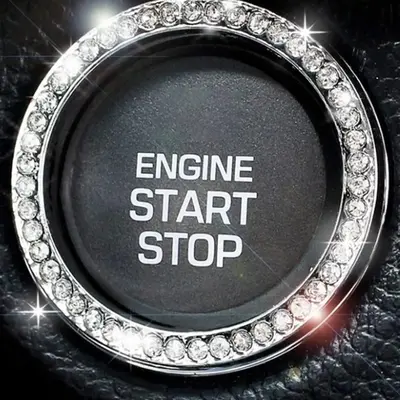 Fashion Rhinestone Decor Car Start Button Decoration, Car Engine Start Stop Button Cover Ring Decal, Universal Car Interior D...