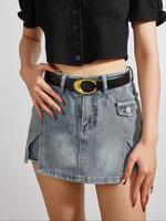 Women's Fashion Letter Design Pu Buckle Belt, Casual Belt for Jeans for Party, Daily Clothing Decor, Trendy All-match & Exqui...