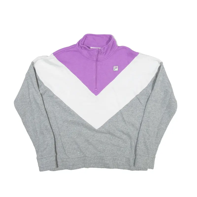FILA 1/4 Zip Sweatshirt Purple High Neck Womens L