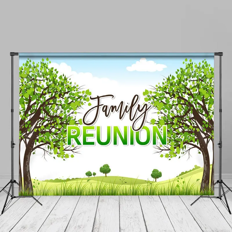 Green Tree Family Reunion Spring Photo Backdrop - Aperturee