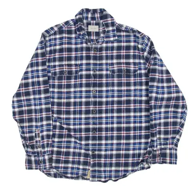 JACHS Flannel Shirt Blue Check Long Sleeve Mens L