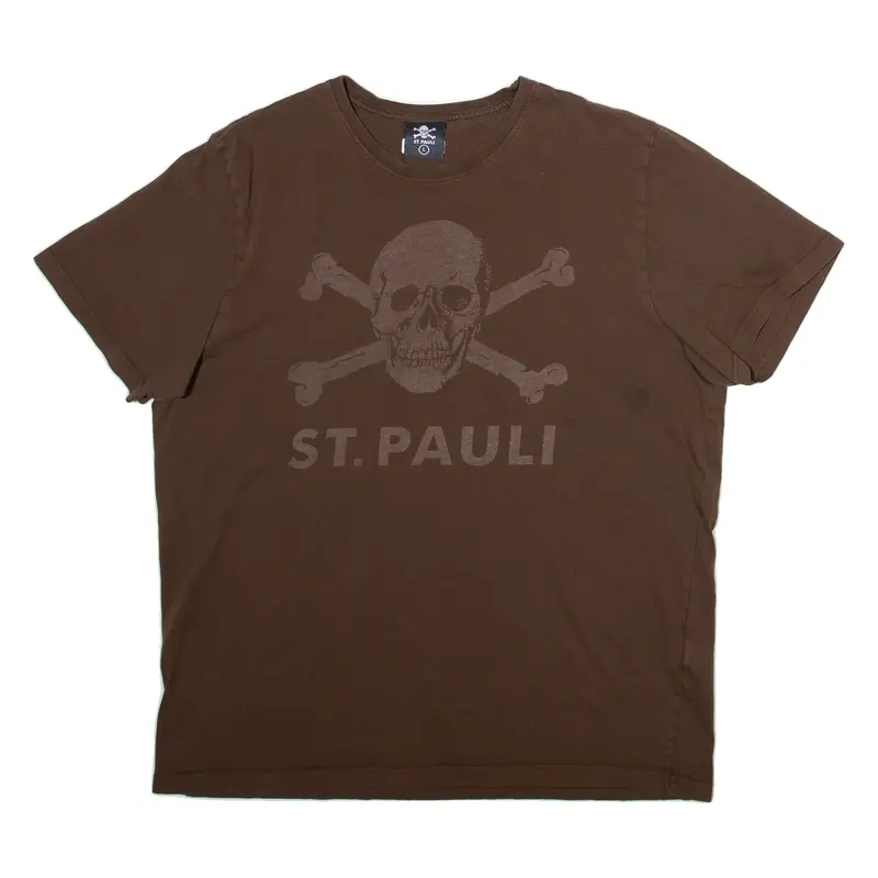 ST PAUL Skull Mens T-Shirt Brown L