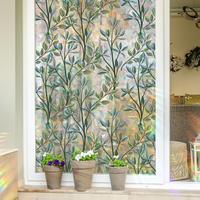 Room Decor Leaves Pattern Window Film, Removable Electrostatic Window Sticker, Decorative Decal for Interior Living Room, Bed...