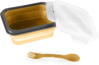 Zopa Silicone Box small cutlery set mustard yellow 15x7,5 cm