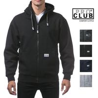PROCLUB Men's Heavyweight Zipper Hoodie PRO CLUB Full Zip Up Jacket Fleece Lined 2 Slash Pockets Casual Warm Heavy Plain Cott...