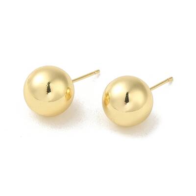 Rack Plated Brass Ball Stud Earrings for Women