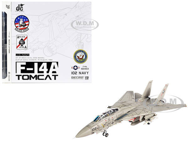 Grumman F-14A Tomcat Fighter Aircraft VF-41 Black Aces, USS Nimitz, Gulf of Sidra (1981) United States Navy 1/72 Diecast Mo...
