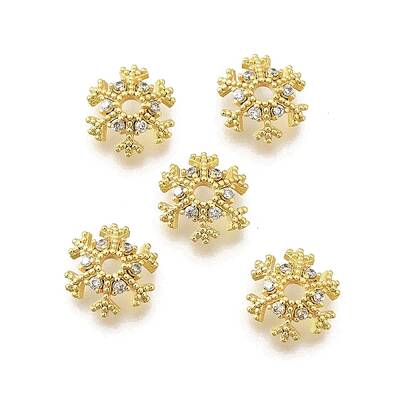 Snowflake Brass Micro Pave Clear Cubic Zirconia Bead Caps