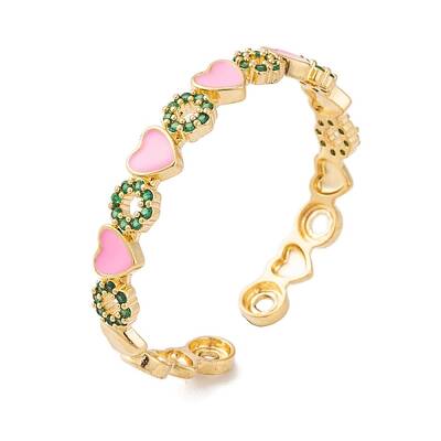 Brass Pave Cubic Zirconia Open Cuff Bangles for Women