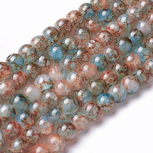 Spray Painted Glass Beads Strands