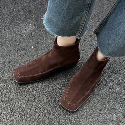 CHIKO Bailey Square Toe Block Heels Ankle Boots