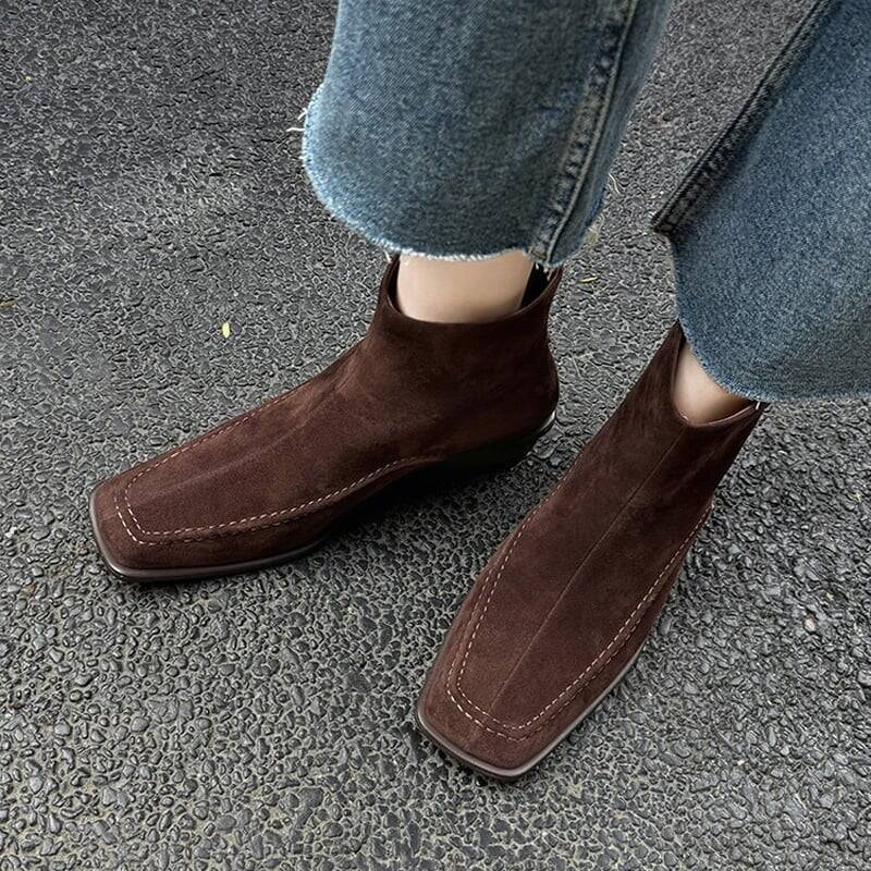 CHIKO Bailey Square Toe Block Heels Ankle Boots