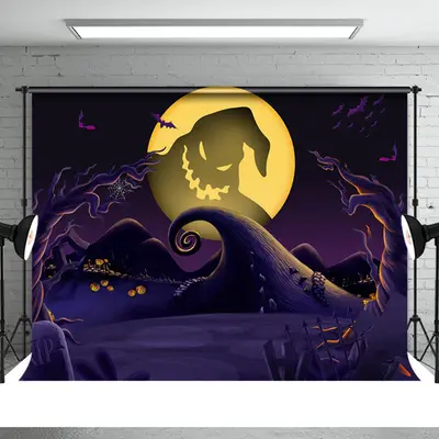 Scary Graveyard Tree Ghost Pimpkin Halloween Backdrop - Aperturee