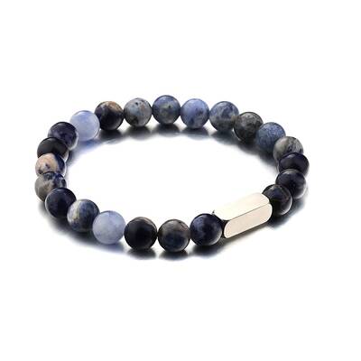 Natural Sodalite Round Beaded Stretch Bracelet