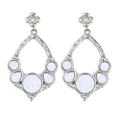304 Stainless Steel Enamel Flower Dangle Stud Earrings