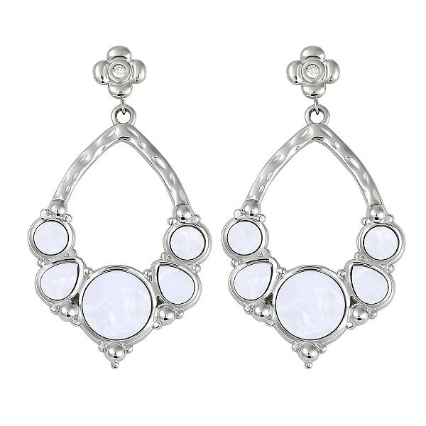 304 Stainless Steel Enamel Flower Dangle Stud Earrings