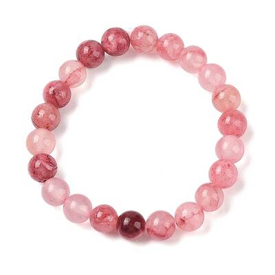 Natural Green Jade(Dyed) Round Beaded Stretch Bracelets