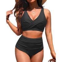High Waisted Two Piece Swimsuit-Womens Bikini Set Tummy Control Bathing Suit Modest Full Coverage Bikini 2025