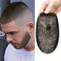 Short Cut Men's Toupee Human Hair Natural Male Hair Replacement System PU Invisible Extension Hairpiece Taper Fade