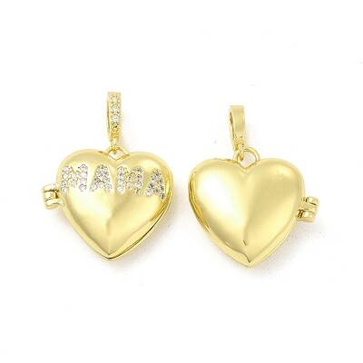 Mother's Day Brass Micro Pave Clear Cubic Zirconia Locket Pendants