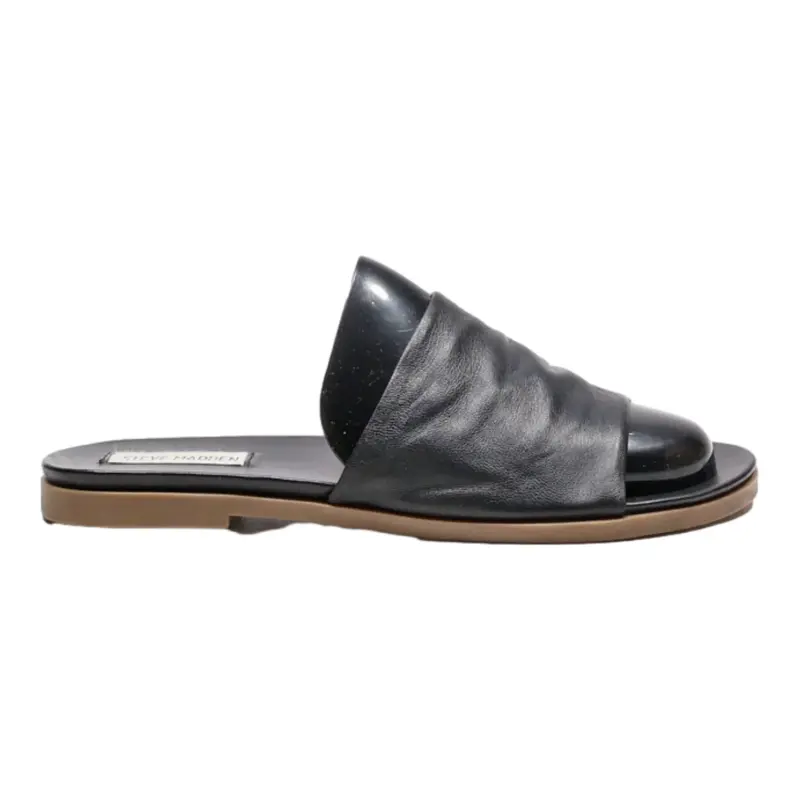 STEVE MADDEN Slider Sandals Black Synthetic Womens UK 5.5
