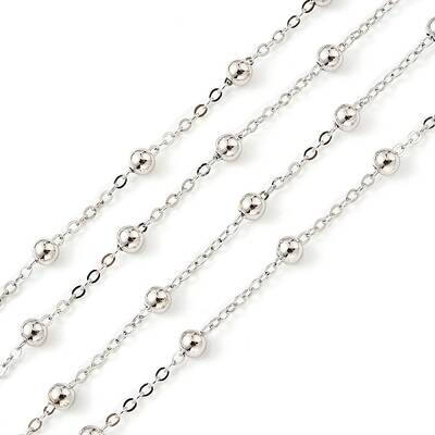 Anti-Tarnish Rhodium Plated 925 Sterling Silver Satellite Chains