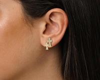 Pvoovi Gold Double Cross Stud Earrings for Women and Men 14k Gold Plated Small Pave CZ Dangling Hypoallergenic Lightweight Ac...