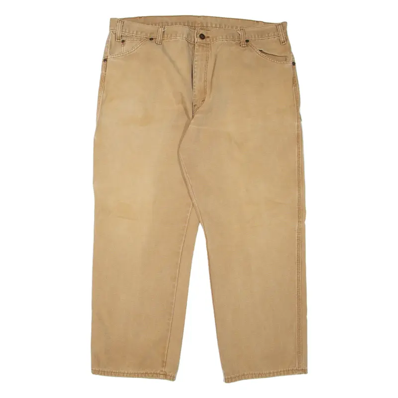 DICKIES Carpenter Workwear Mens Trousers Beige Relaxed Tapered W40 L30