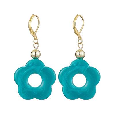 Acrylic Flower Dangle Leverback Earrings
