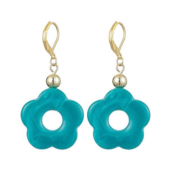 Acrylic Flower Dangle Leverback Earrings