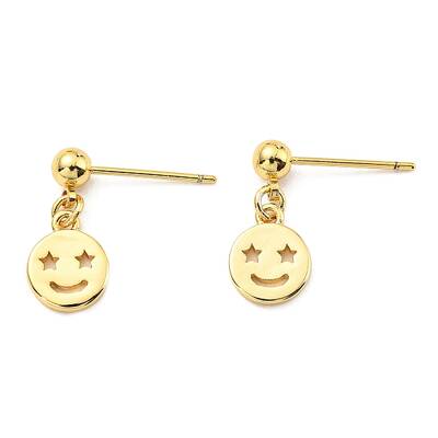 Rack Plating Brass Smiling Face Dangle Stud Earrings