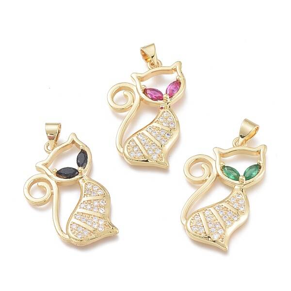 Brass Micro Pave Clear Cubic Zirconia Pendants