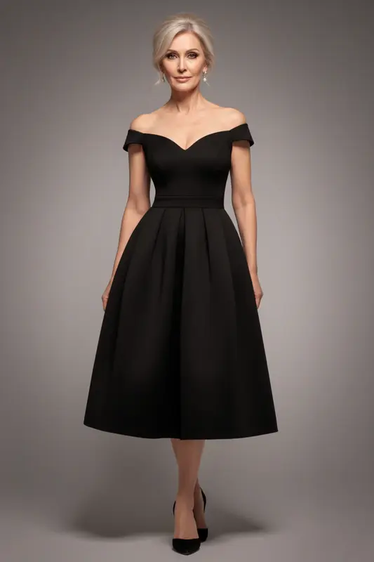 Goddiva Scuba Foam Skater Midi Dress - Black