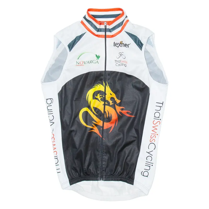 TEXNER Full Zip Cycling Mens Jersey White Sleeveless L