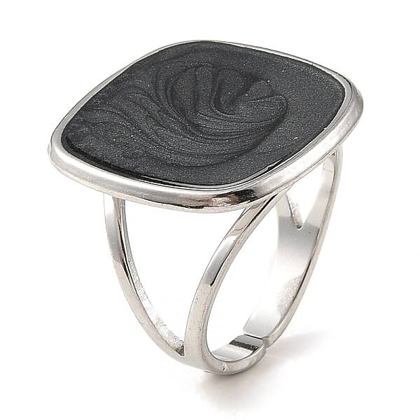 304 Stainless Steel Enamel Open Cuff Rings for Women