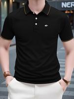 Men's Regular Fit Shortsleeve Contrast Trim Polo Shirt, Casual Short Sleeve Half Zip Top for Summer, Fashion Men's Clothes fo...