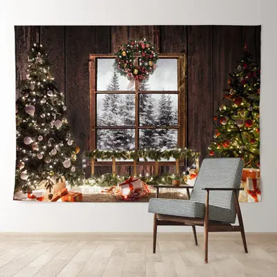Aperturee Shiny Light Christmas Tree Wreath Holiday Backdrop