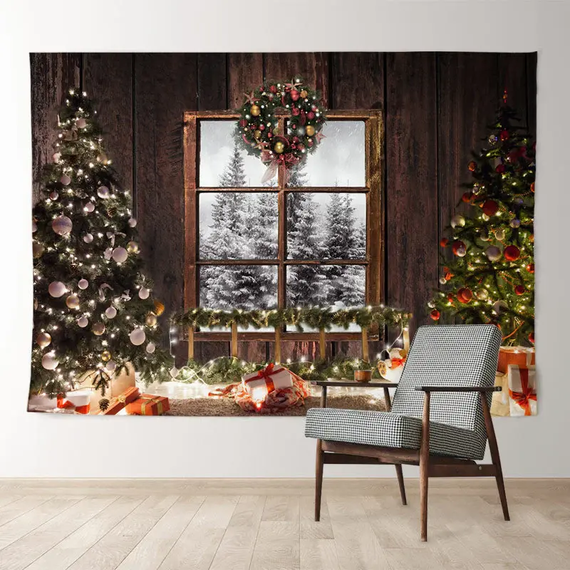 Aperturee Shiny Light Christmas Tree Wreath Holiday Backdrop
