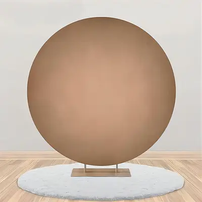 Gradient Khaki Simple Circle Backdrop For Birthday - Aperturee