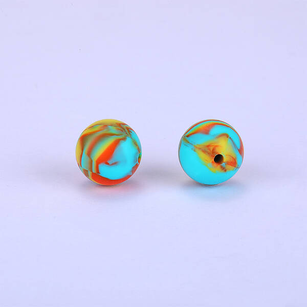Printed Round Silicone Focal Beads