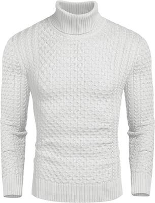 Slim Fit Turtleneck Twisted Sweater (US Only), White / XXL