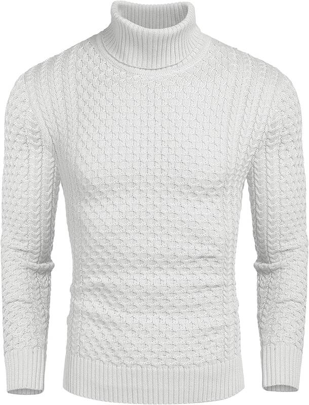 Slim Fit Turtleneck Twisted Sweater (US Only), White / XXL