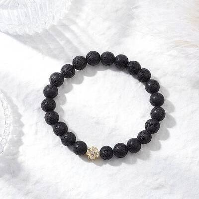 Natural Lava Rock Round Beads Stretch Bracelets