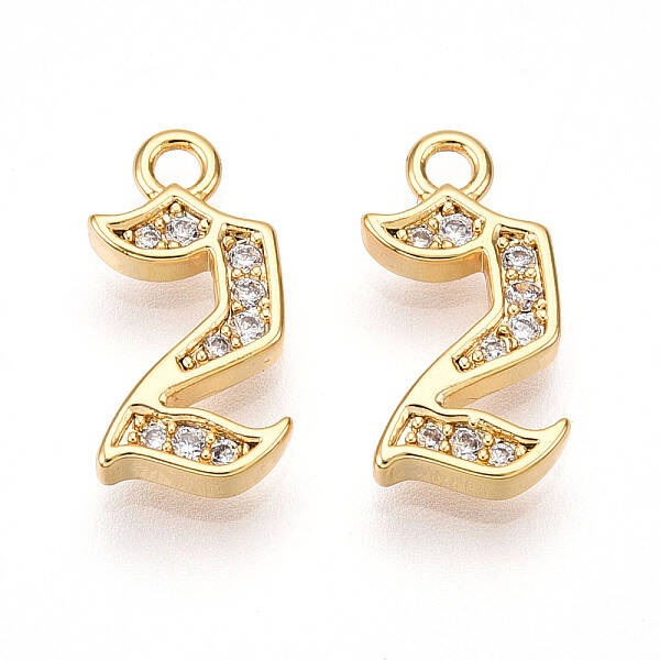 Brass Micro Pave Cubic Zirconia Charms