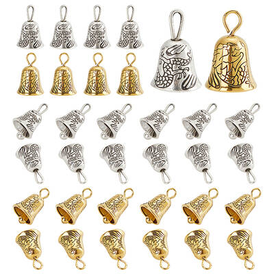 40Pcs 2 Colors Alloy Bell Charms