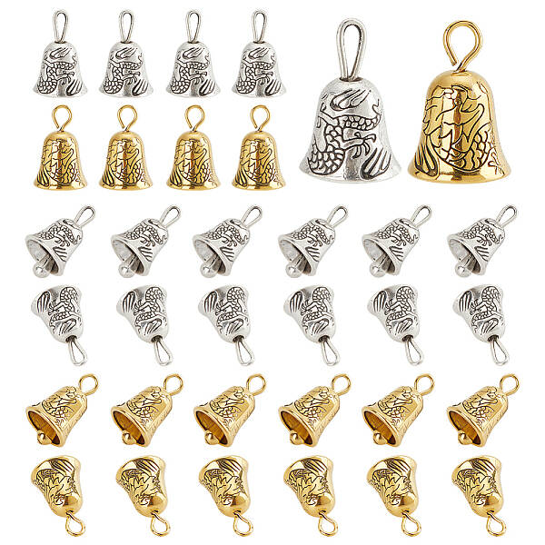40Pcs 2 Colors Alloy Bell Charms