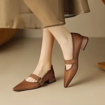 CHIKO Jamie-Lynn Pointy Toe Block Heels Mary Jane Shoes