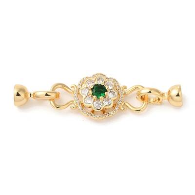 Brass Micro Pave Clear Cubic Zirconia Fold Over Clasps